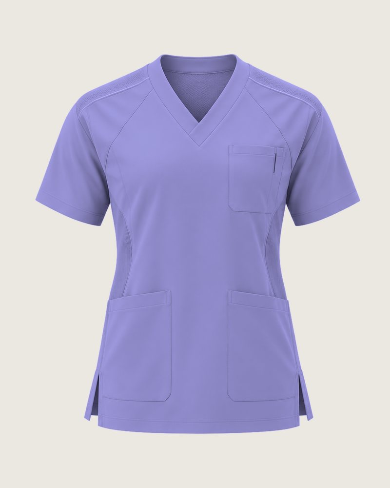 The Early three-pocket v-neck top in Lilac