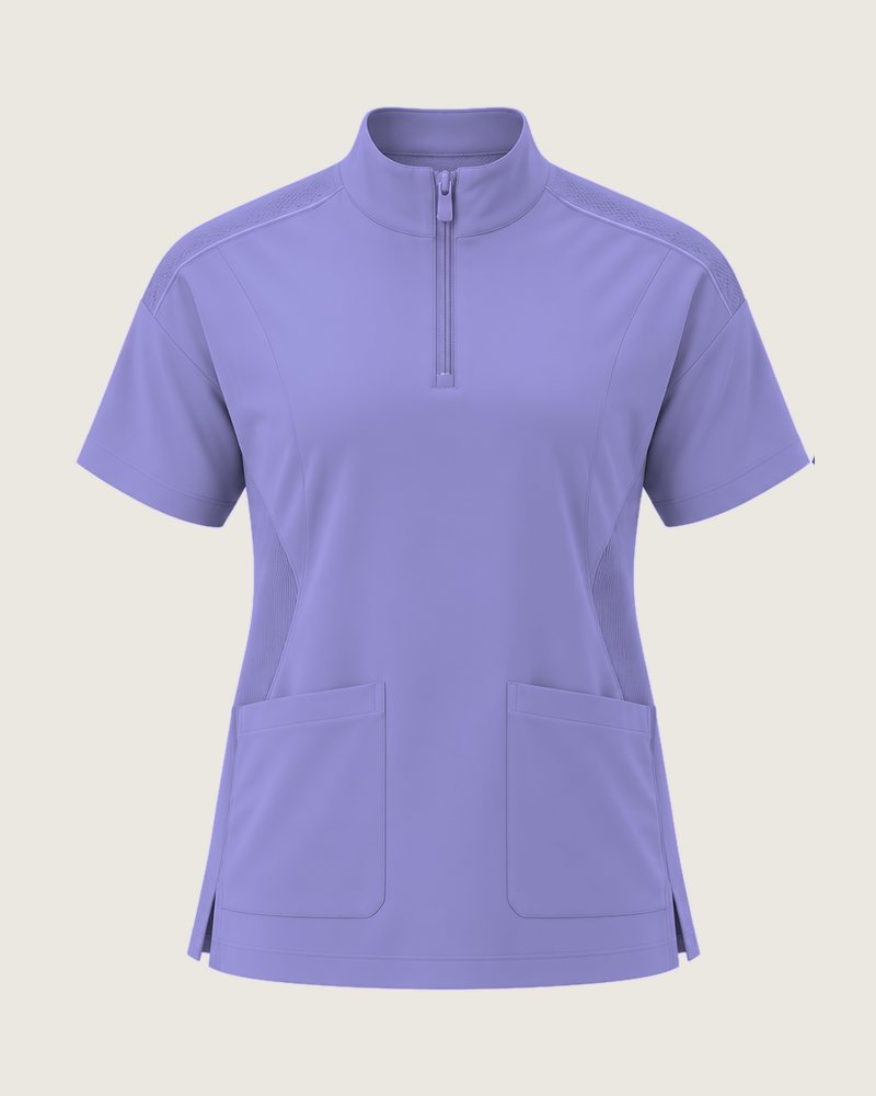 The Theatre mock-neck zip top in Lilac