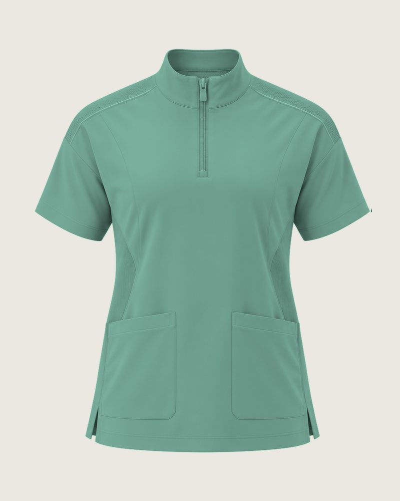 The Theatre mock-neck zip top in Theatre