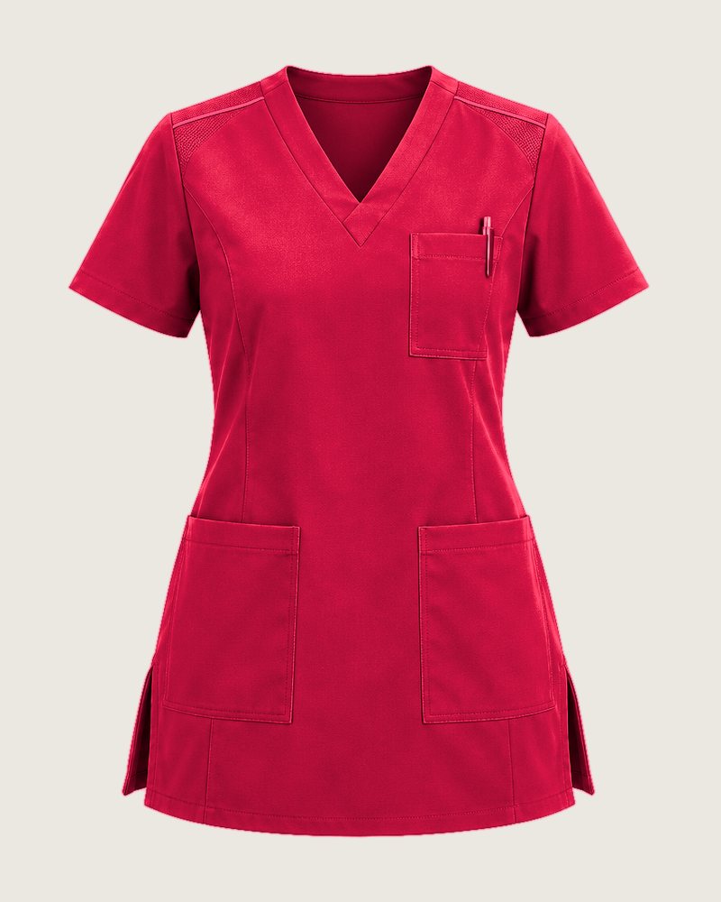 The Clinic three-pocket tunic in Cherry