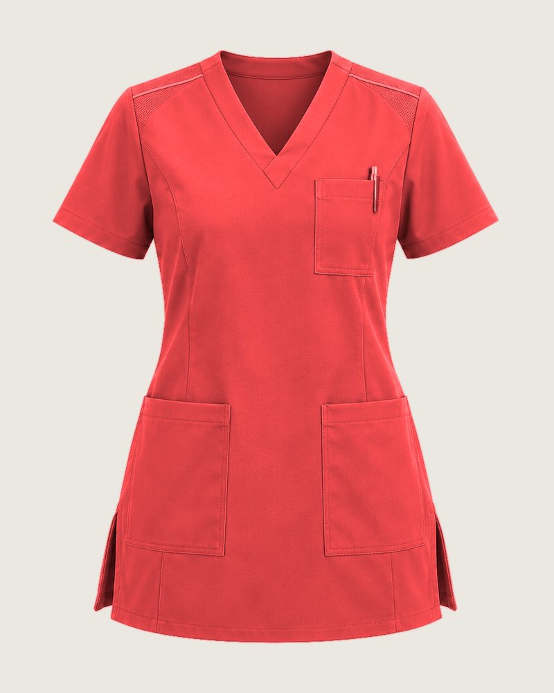 The Clinic three-pocket tunic in Coral