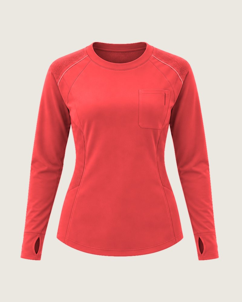The Crew fitted long-sleeve crew top in Coral