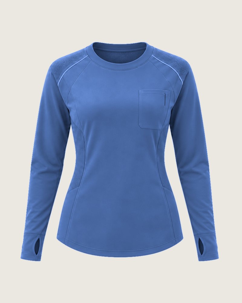 The Crew fitted long-sleeve crew top in Denim