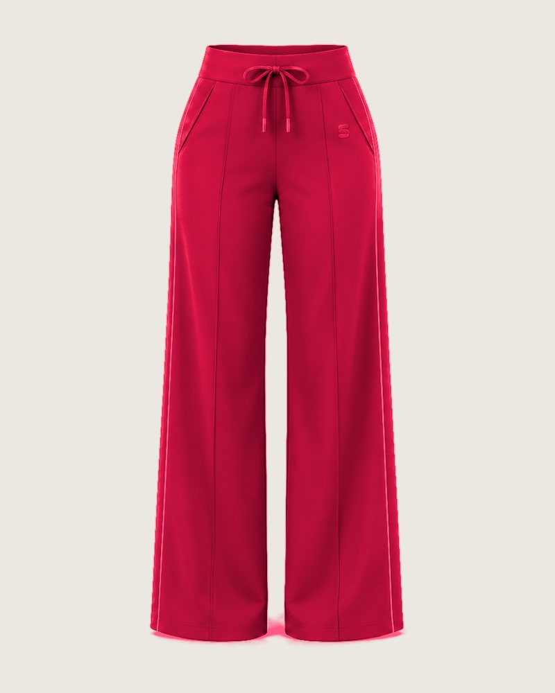 The Double high-rise wide-leg trouser in Cherry