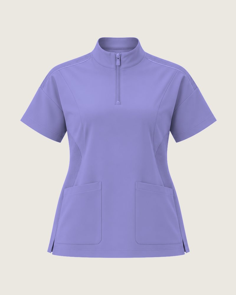 The Theatre mock-neck zip top in Lilac